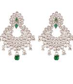 Rhodium Plated Kundan Chandbali Earrings for Women