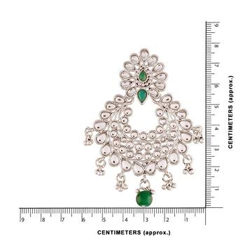 Rhodium Plated Kundan Chandbali Earrings for Women  3