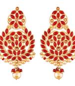 Traditional Gold Plated Chandbali Earrings Encased With Faux Kundans For Women/Girls