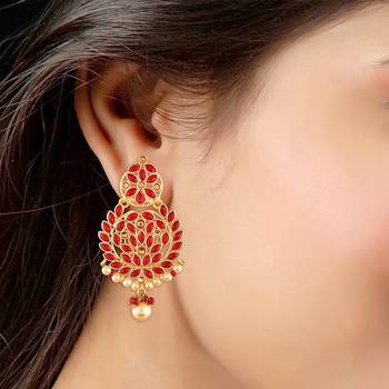 Traditional Gold Plated Chandbali Earrings Encased With Faux Kundans For Women/Girls  2