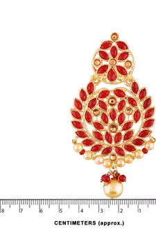 Traditional Gold Plated Chandbali Earrings Encased With Faux Kundans For Women/Girls 