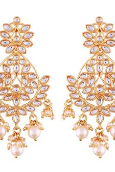 Traditional Chandbali Earrings Encased With Faux Kundans For Women/Girls (E2465W)