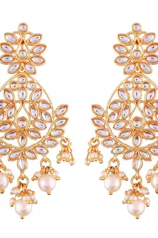 Traditional Chandbali Earrings Encased With Faux Kundans For Women/Girls (E2465W)