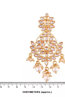 Traditional Chandbali Earrings Encased With Faux Kundans For Women/Girls 
