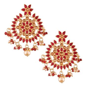 Traditional Gold Plated Chandbali Earrings Encased With Faux Kundans For Women/Girls (E2492M) 1