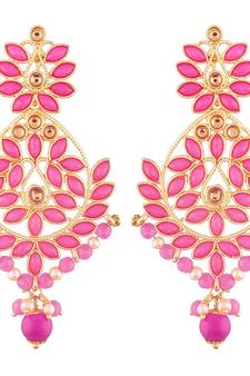Traditional Chandbali Earrings Encased With Faux Kundans For Women/Girls (E2494Q)