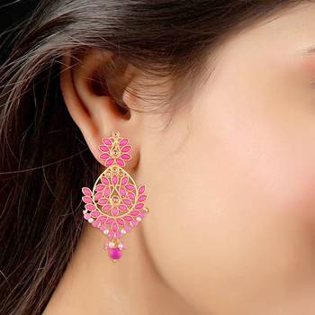 Traditional Chandbali Earrings Encased With Faux Kundans For Women/Girls (E2494Q) 2