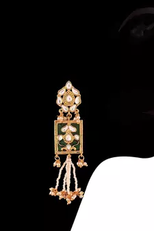 Gold Plated Traditional Padmavati Pearl & Kundan Earrings For Women (E2635)