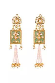 Gold Plated Traditional Padmavati Pearl & Kundan Earrings For Women (E2635)