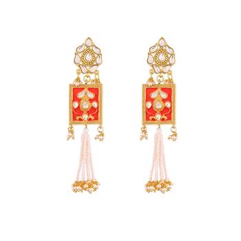 Gold Plated Traditional Padmavati Pearl & Kundan Earrings For Women  1