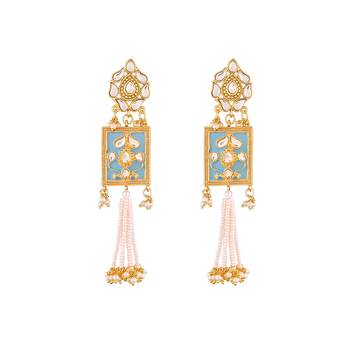 Gold Plated Traditional Padmavati Pearl & Kundan Earrings For Women  1