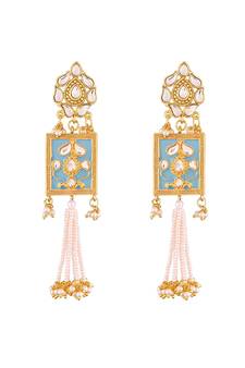 Gold Plated Traditional Padmavati Pearl & Kundan Earrings For Women (E2635SB)