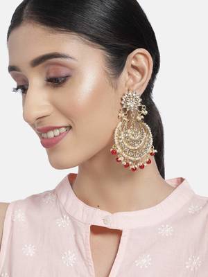 Traditional Handcrafted Beaded Big Chandbali Earrings For Women/Girls  1