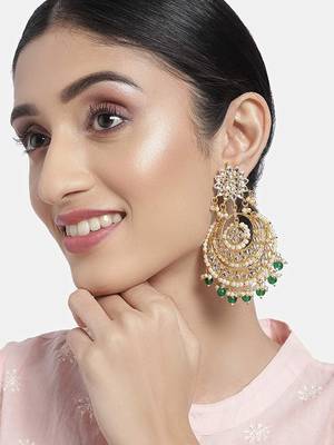 Traditional Handcrafted Beaded Big Chandbali Earrings For Women/Girls  1