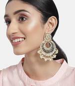 High Matt Finish Big Chandbali Kundan & Pearl Meenakari Earrings for Women