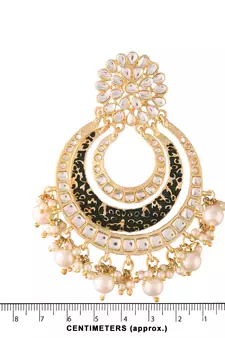 High Matt Finish Big Chandbali Kundan & Pearl Meenakari Earrings for Women 