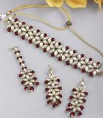 Traditional Bridal Choker Jewellery Set with Earrings & Maang Tikka for Women 