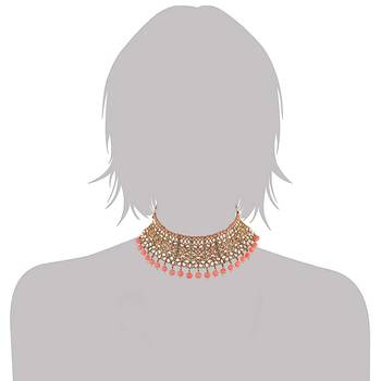 Traditional Kundan & Beads Choker Necklace Set with Maang Tikka for Women  5