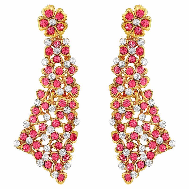 Gold Plated Stone Studded Necklace Set Earrings & Maang Tikka for Women 