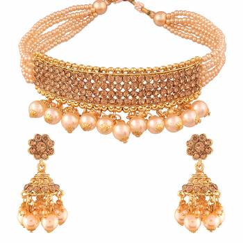 Traditional Choker Necklace Set With Earrings For Women  1