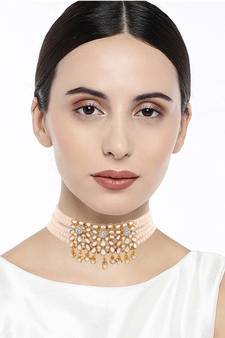 Traditional Kundan & Beads Choker Necklace Set for Women (ML236W)