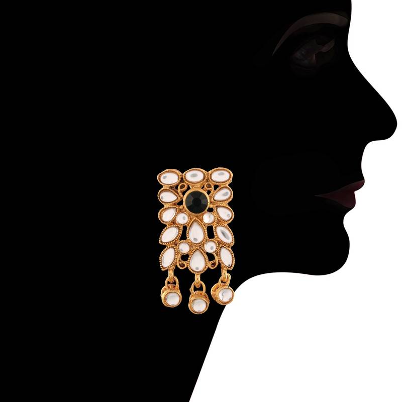 Traditional Gold Plated Kundan & Beads Choker Necklace Set for Women 