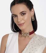 Traditional Kundan & Beads Choker Necklace Set for Women 