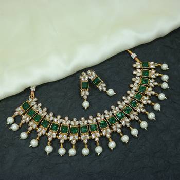 Traditional Gold Plated Pearl & Kundan Necklace Set with Earrings for Women  1