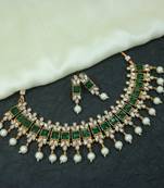 Traditional Gold Plated Pearl & Kundan Necklace Set with Earrings for Women 