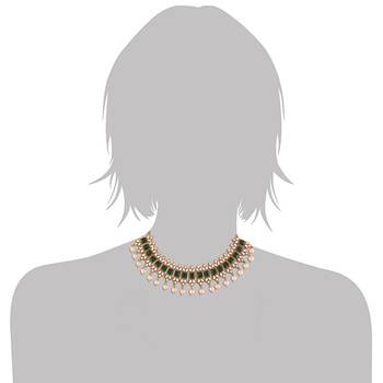 Traditional Gold Plated Pearl & Kundan Necklace Set with Earrings for Women  3