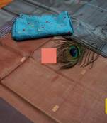 Grey Colored Vaalai Silk Saree With Blouse