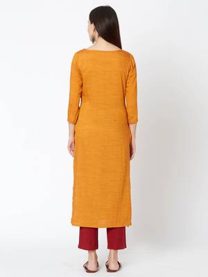Orange embroidered rayon kurtas-and-kurtis 3