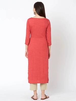 Pink embroidered viscose kurtas-and-kurtis 2