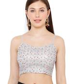 Salwar Studio Women's Silver Net Readymade Saree Blouse