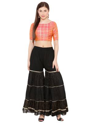 Salwar Studio Women's Light Pink Brocade Readymade Saree Blouse 4