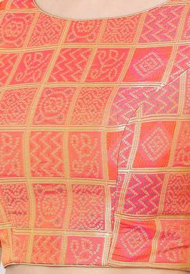 Salwar Studio Women's Light Pink Brocade Readymade Saree Blouse 5