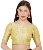Salwar Studio Women's Liril Brocade Readymade Saree Blouse