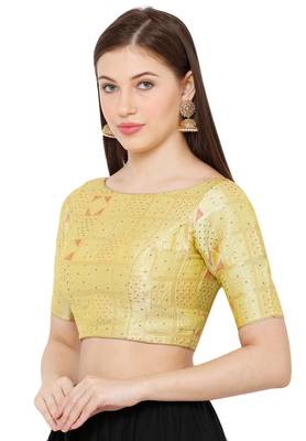 Salwar Studio Women's Liril Brocade Readymade Saree Blouse 3