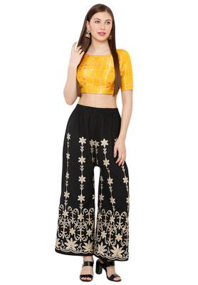 Salwar Studio Women's Yellow Brocade Readymade Saree Blouse 4