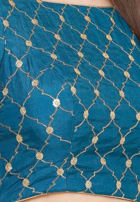 Salwar Studio Women's Sky Blue Silk Readymade Saree Blouse 5