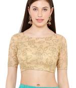 Salwar Studio Women's Gold Net Readymade Saree Blouse