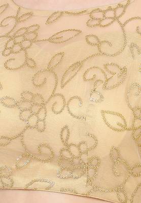 Salwar Studio Women's Gold Net Readymade Saree Blouse 5