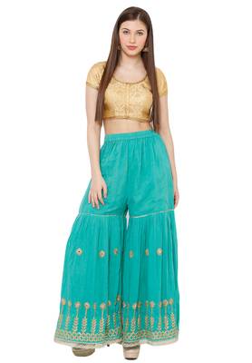 Salwar Studio Women's Gold Brocade Readymade Saree Blouse 4