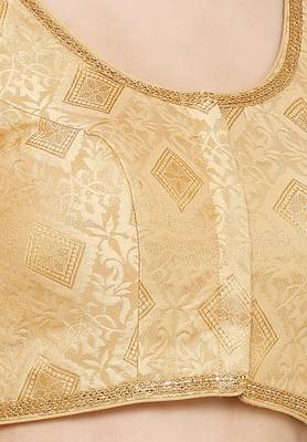 Salwar Studio Women's Gold Brocade Readymade Saree Blouse 5