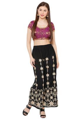 Salwar Studio Women's Purple Brocade Readymade Saree Blouse 4
