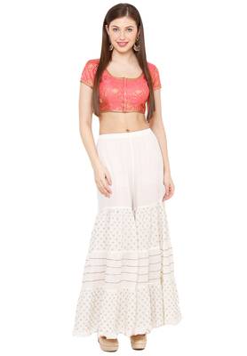 Salwar Studio Women's Light Pink Brocade Readymade Saree Blouse 4