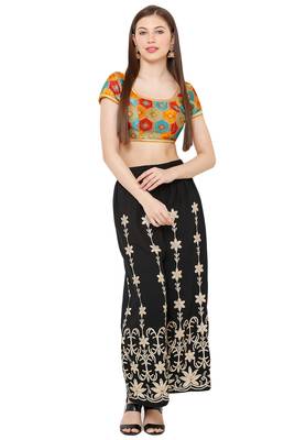 Salwar Studio Women's Mustard Brocade Readymade Saree Blouse 4
