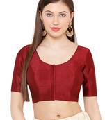 Salwar Studio Women's Maroon Mulbury Silk Readymade Saree Blouse