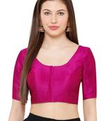 Salwar Studio Women's Purple Mulbury Silk Readymade Saree Blouse