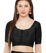 Salwar Studio Women's Black Mulbury Silk Readymade Saree Blouse